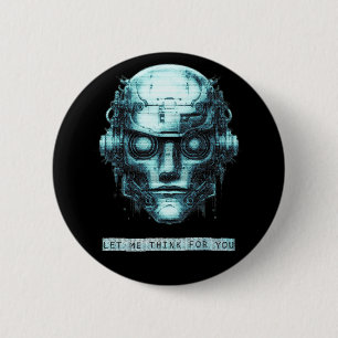 Mindcontrol Cyberpunk Robot Blue Grunge Ronde Button 5,7 Cm
