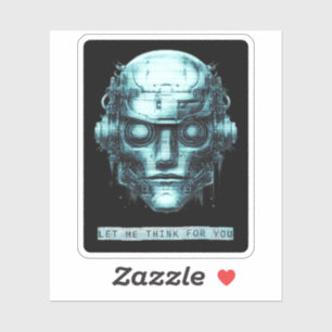 Mindcontrol Cyberpunk Robot Blue Grunge Sticker