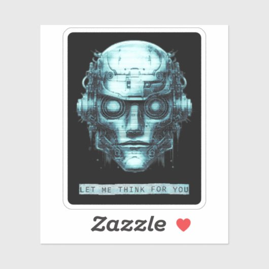 Mindcontrol Cyberpunk Robot Blue Grunge Sticker (Vel)