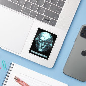 Mindcontrol Cyberpunk Robot Blue Grunge Sticker (Laptop met iPhone)