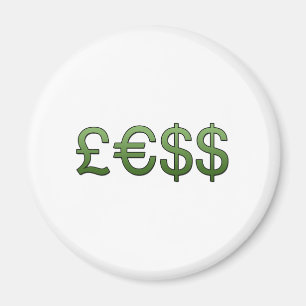 minder geld Symbolen Pond, euro Amerikaanse dollar Magneet