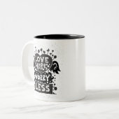 Minder liefde voor meer zorgen tweekleurige koffiemok (Voorkant links)