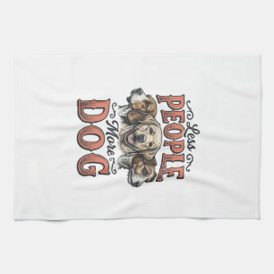 Minder Mensen Meer Hond Vintage Hond Liefhebber De Theedoek