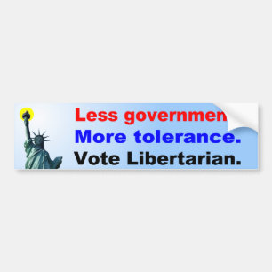 Minder overheid meer tolerantie bumpersticker