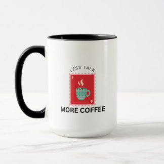 Minder Praten Meer Coffee Stempel Illustratie Mok
