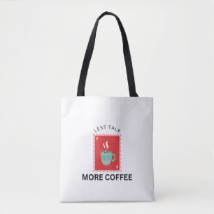 Minder Praten Meer Koffie Stempel Illustratie Draagtas