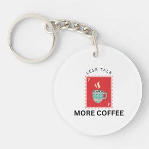 Minder Praten Meer Koffie Stempel Illustratie Sleutelhanger