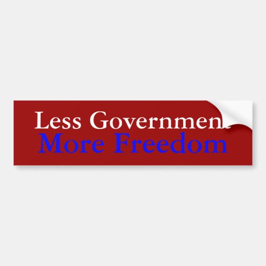 Minder regering, meer vrijheid bumpersticker (Voorkant)
