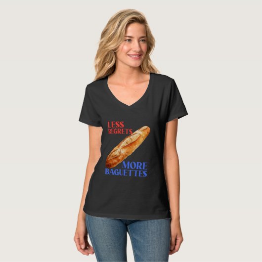 Minder Spijt Meer Baguettes Grappige Baguette Lief T-shirt (Voorkant volledig)