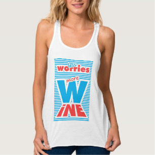 Minder zorgen, meer wijn (blauwe versie), tanktop
