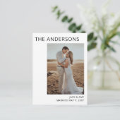 Mindermalist Elegant Fotobruiloft Aankondiging Briefkaart (Staand voorkant)