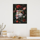 Mindful Beathing Quote + Bloemen Schilderen Poster (Keuken)
