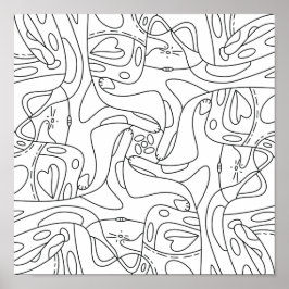 Mindful Summer: Funny Melting Cats Kleuren Poster