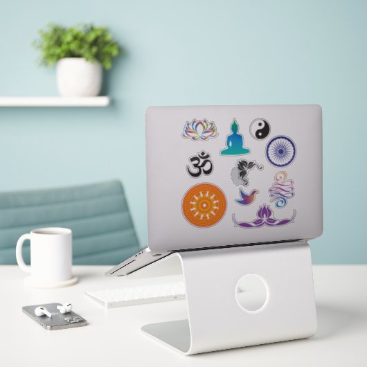 Mindfulness en boeddhistische symbolen sticker (Laptop op bureau)