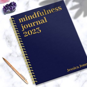 Mindfulness Navy Blue Gold Minimalist Notitieboek