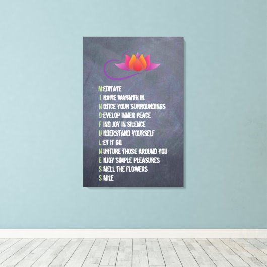 Mindfulness Wall Art Letter Expressions krijtbord Canvas Afdruk (Insitu (Houten vloer))