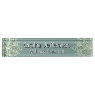 Mindfulness Wellness Consultant Zen Lotus Blauwgro Naambordje