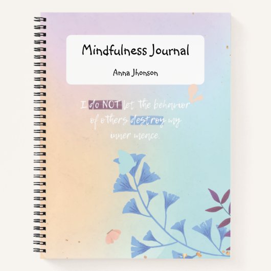 Mindfult Journal Monogramme Citation Inspirationne (Devant)
