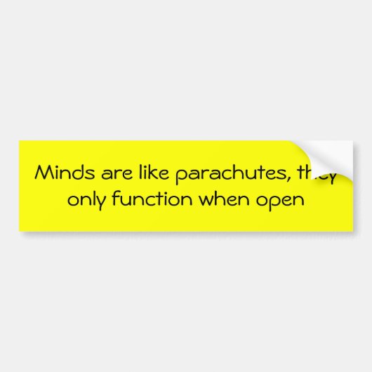 Minds zijn als parachutes bumpersticker (Voorkant)