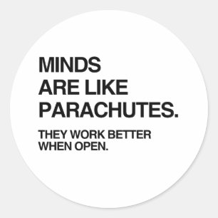 MINDS ZIJN ALS PARACHUTES.png Ronde Sticker
