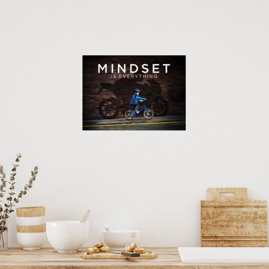 Mindset is alles - Kind motorfiets - geslaagd P Poster (Keuken)