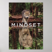 Mindset is alles, Wolf en Pup Water reflecteren Poster (Voorkant)