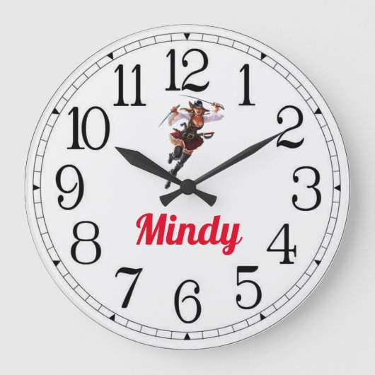 Mindy's Pirate Girl Large Horloge (Recto)