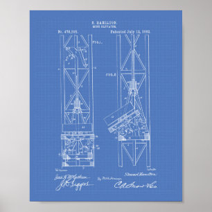 Mine Elevator 1892 Patent Art Blueprint Poster