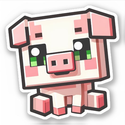 Minecraft, Cochon mignon, Minecrafteur, Stickers C (Devant)