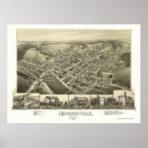 Minersville, PA Panoramic Map - 1889 Poster