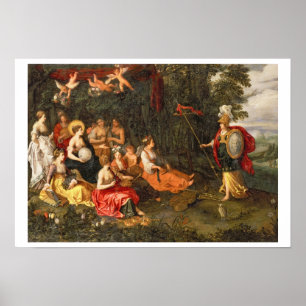 Minerva Bezoekend de Mens op het Mount Helicon Poster