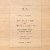 Minerva Modern Elegant Huwelijk Acryl Uitnodigingen (Voorkant)