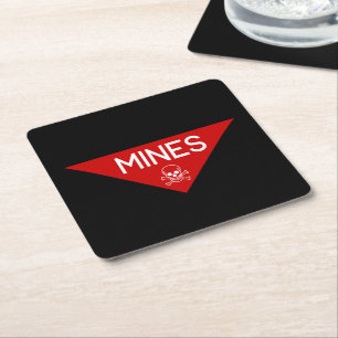 MINES SIGN SIGNAGE SYMBOOL VIERKANTE KARTONNEN ONDERZETTER