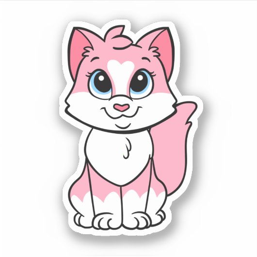 Minette, de roze kitten Sticker (Voorkant)