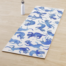 Ming Blauwe Zwevende Katten Yoga Mat