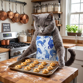 Ming Drijvende Katten Blauw Porselein Koksschort Schort