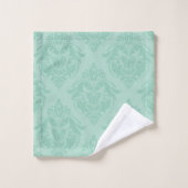 Ming-groen op groen damaspatroon bad handdoek (Wasdoekje)