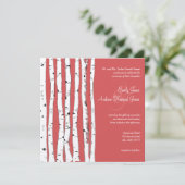Ming Red Birch Tree Wedding Invitations Kaart (Staand voorkant)