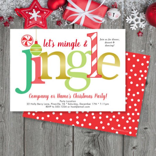 Mingle & Jingle Rood Goud Schattige Kerstfeest Kaart