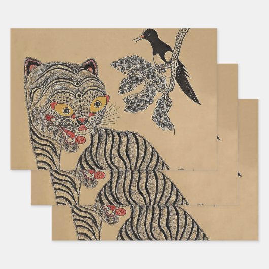  Minhwa Tiger Scroll Inpakpapier Vel (Set)