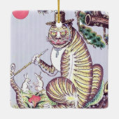 Minhwa Tijger met Konijnen en Pijp Keramisch Ornament (Achterkant)