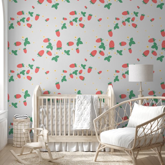 Mini Aardbei Bloesem Behang (Kinderen)