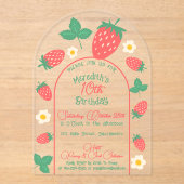Mini Aardbei Bloesem Kids Verjaardag Uitnodiging Acryl Uitnodigingen (Voorkant)