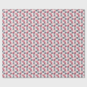 Mini Abstract Geruit Roze en Grijs Cadeaupapier