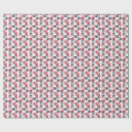 Mini Abstract Gingham Roze en Grijs Cadeaupapier