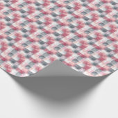 Mini Abstract Gingham Roze en Grijs Cadeaupapier (Hoek)