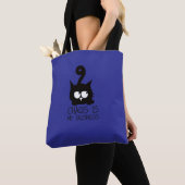 Mini agent de chaos Sac fourre-tout bleu chat noir (De près)