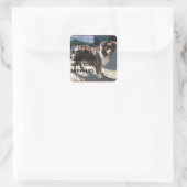 mini am shepherd red tri love of pic vierkante sticker (Tas)