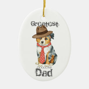 Mini American Shepherd Dad Ceramic Ornament