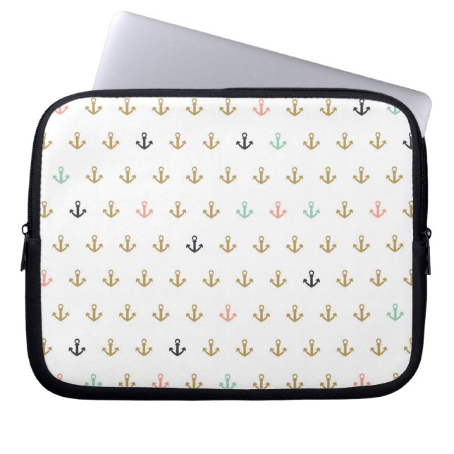 Mini Anchor Pattern Laptop Sleeve (Voorkant)
